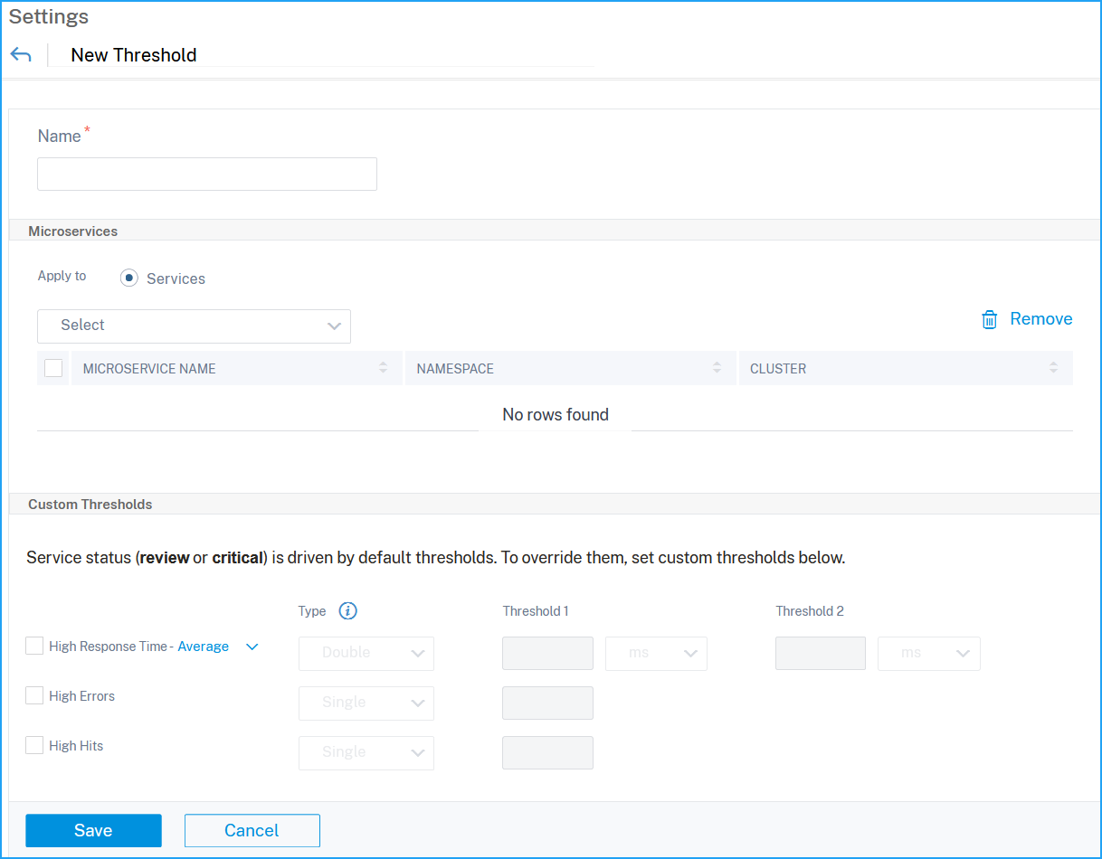 Configure threshold