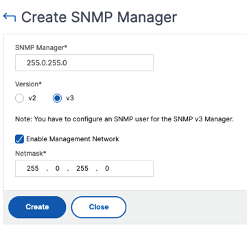 SNMP v3マネージャーの作成
