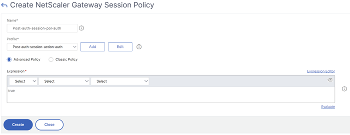 Create a session policy