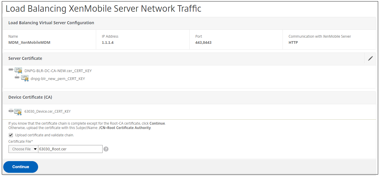 Select the CA certificate