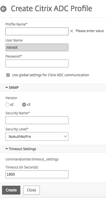 管理者プロファイル SNMP