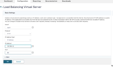 Create a load balancing virtual server