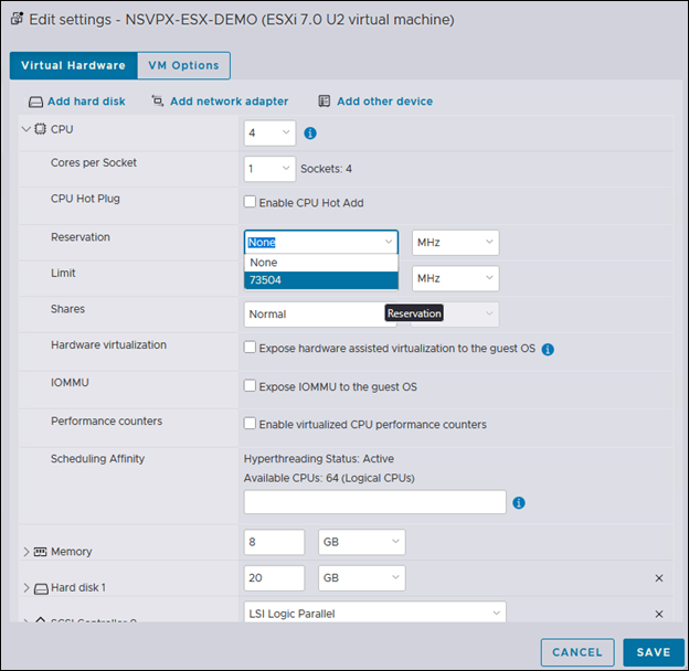 Edit CPU settings