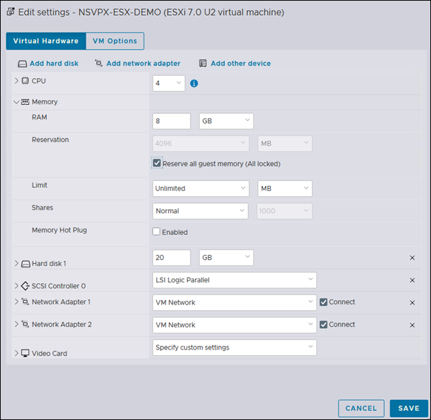 Memory edits settings